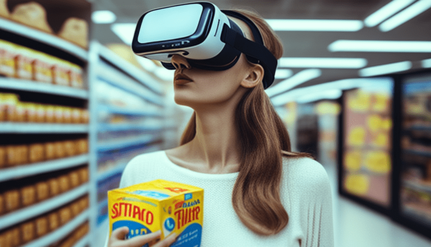 Girl Using Virtual Reality headset